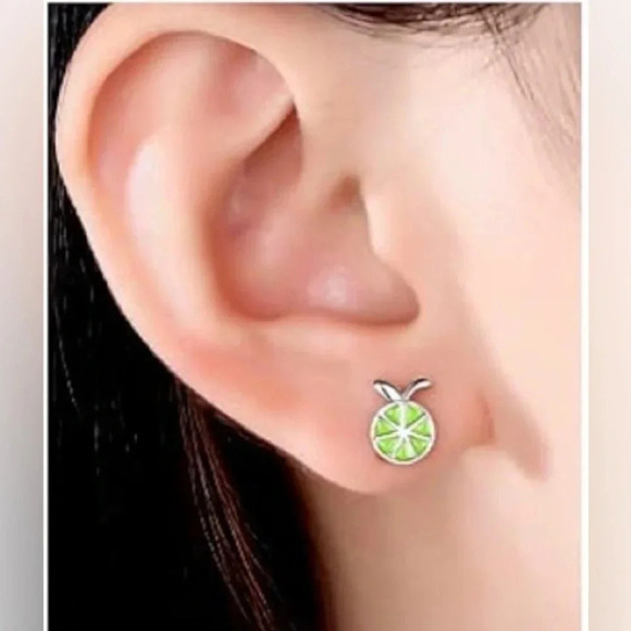 2 LEFT! Mini Cute Green Orange Stainless Steel Earrings - Picture 3 of 3